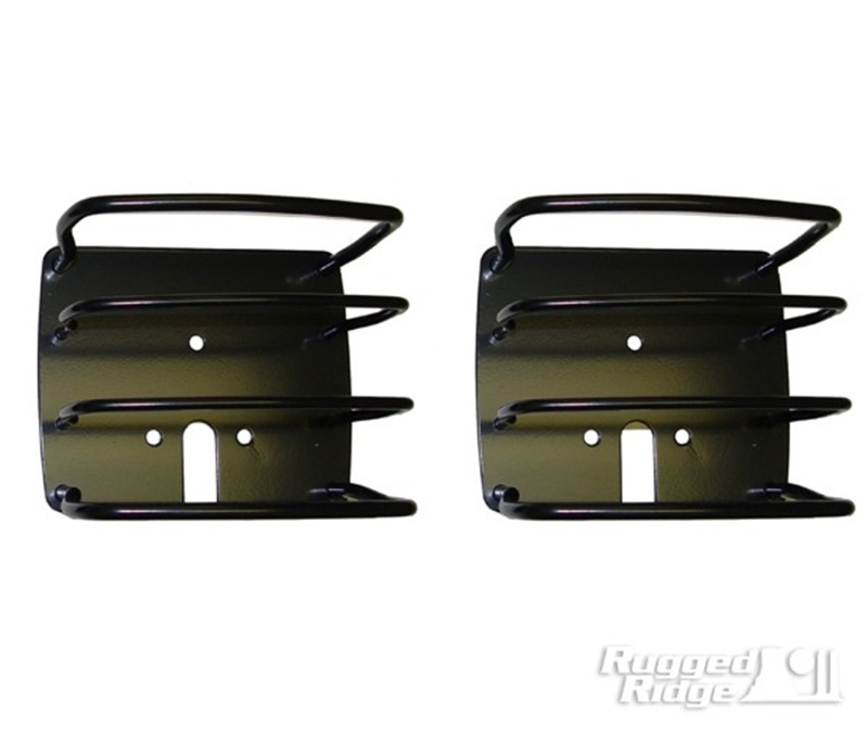 Jeep Wrangler Tail Light Guards - Rear - Rugged Ridge - Euro - Black - `87-`06